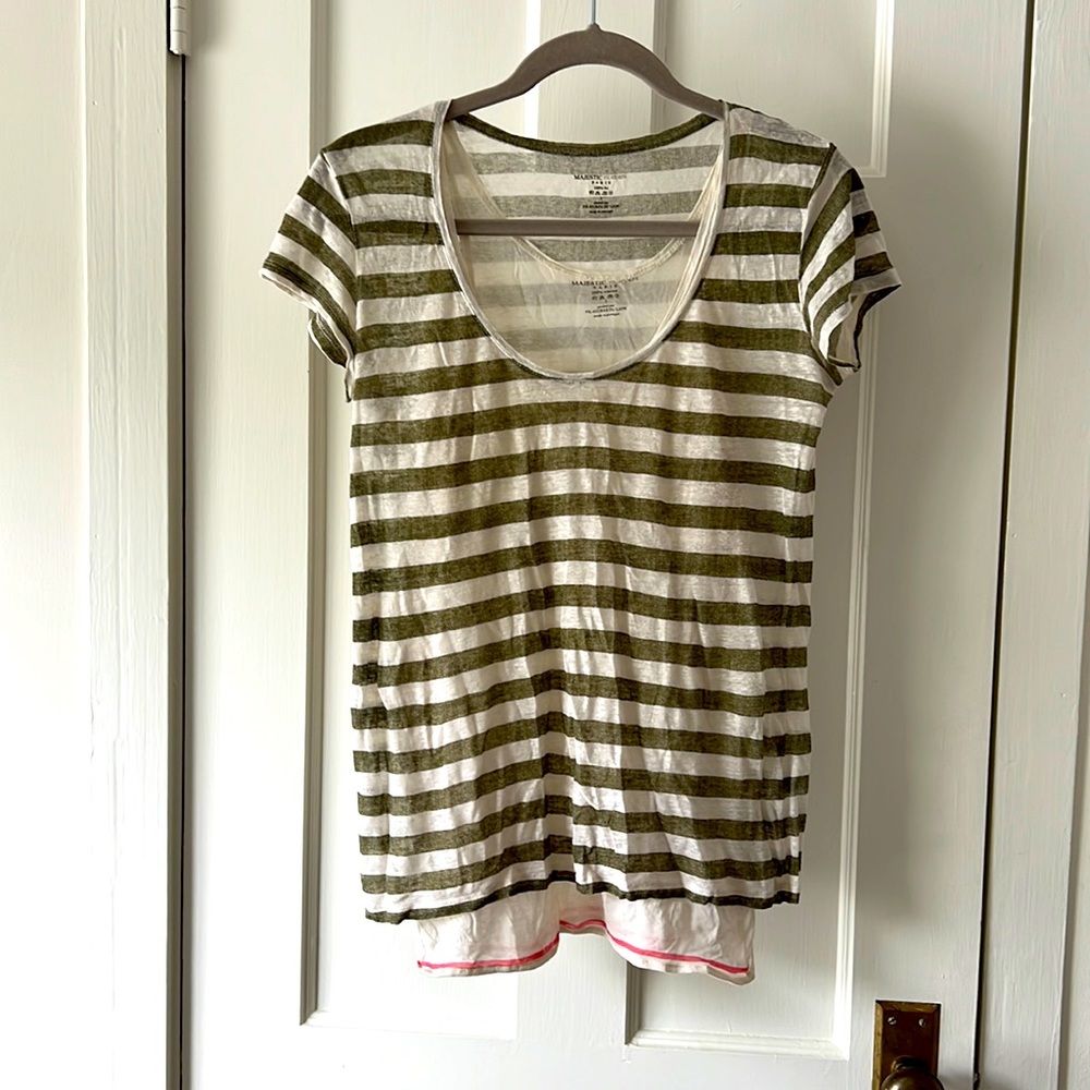 Majestic Paris size 2 striped short sleeve T-shirt